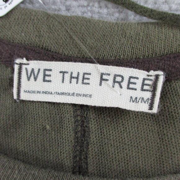 We The Free Shirt Womens Medium Green Fiona Twofer Long Sleeve Grungy Floral Tee - Picture 7 of 12